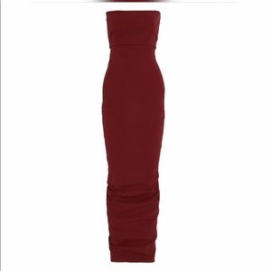 Rick Owens - Burgundy Bustier Strapless Gown